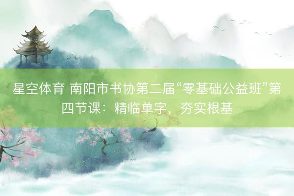 星空体育 南阳市书协第二届“零基础公益班”第四节课:精临单字,夯实根基