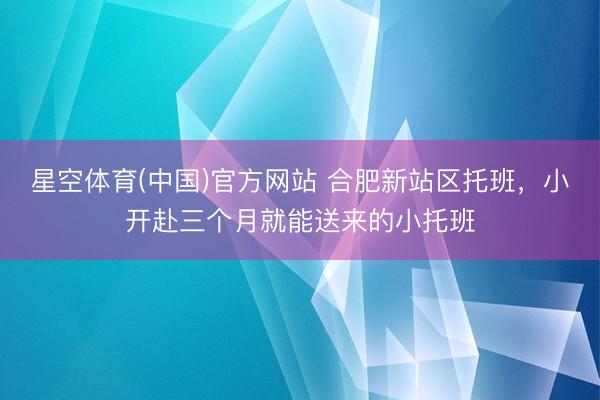 星空体育(中国)官方网站 合肥新站区托班，小开赴三个月就能送来的小托班