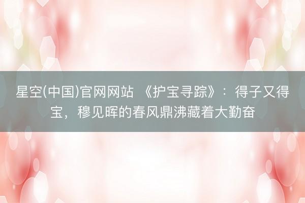 星空(中国)官网网站 《护宝寻踪》：得子又得宝，穆见晖的春风鼎沸藏着大勤奋