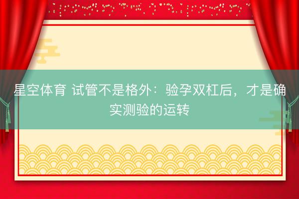 星空体育 试管不是格外：验孕双杠后，才是确实测验的运转