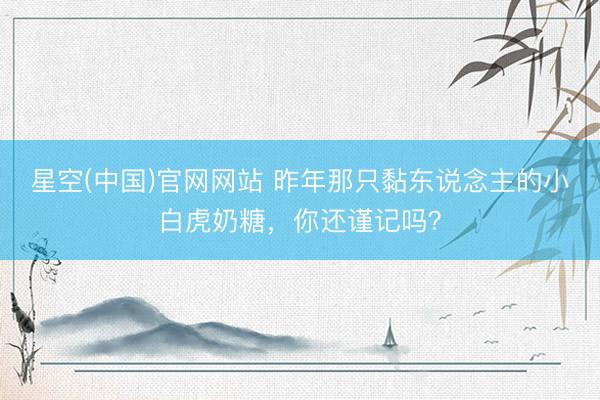 星空(中国)官网网站 昨年那只黏东说念主的小白虎奶糖，你还谨记吗？