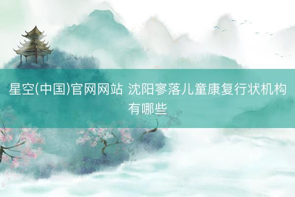 星空(中国)官网网站 沈阳寥落儿童康复行状机构有哪些