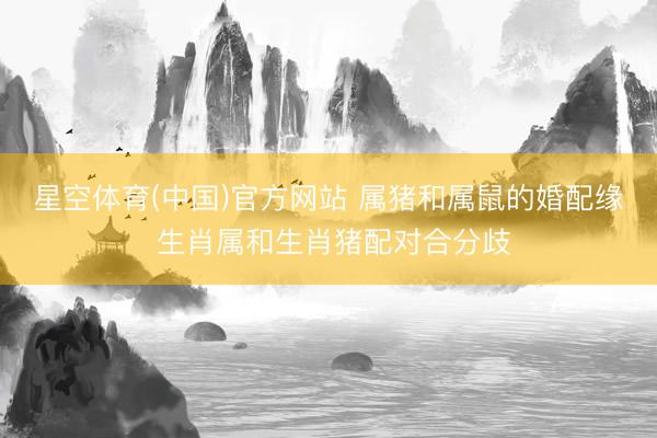 星空体育(中国)官方网站 属猪和属鼠的婚配缘 生肖属和生肖猪配对合分歧
