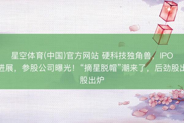 星空体育(中国)官方网站 硬科技独角兽，IPO新进展，参股公司曝光！“摘星脱帽”潮来了，后劲股出炉