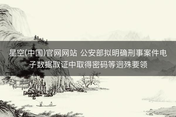 星空(中国)官网网站 公安部拟明确刑事案件电子数据取证中取得密码等迥殊要领