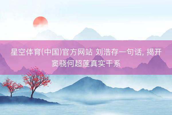 星空体育(中国)官方网站 刘浩存一句话， 揭开窦骁何超莲真实干系