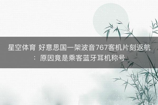星空体育 好意思国一架波音767客机片刻返航：原因竟是乘客蓝牙耳机称号