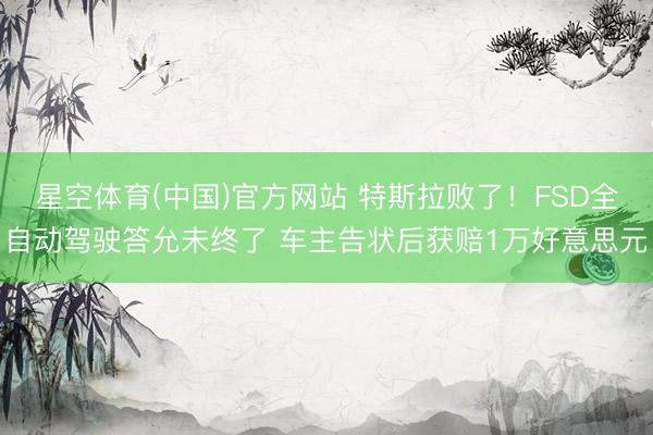 星空体育(中国)官方网站 特斯拉败了！FSD全自动驾驶答允未终了 车主告状后获赔1万好意思元
