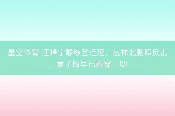 星空体育 汪峰宁静综艺迁延，丛林北删照反击，章子怡早已看穿一切