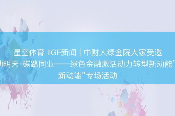 星空体育 IIGF新闻 | 中财大绿金院大家受邀出席“绿动明天·碳路同业——绿色金融激活动力转型新动能”专场活动