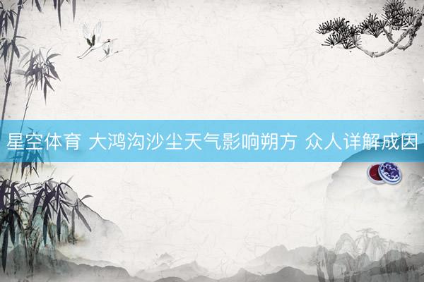 星空体育 大鸿沟沙尘天气影响朔方 众人详解成因