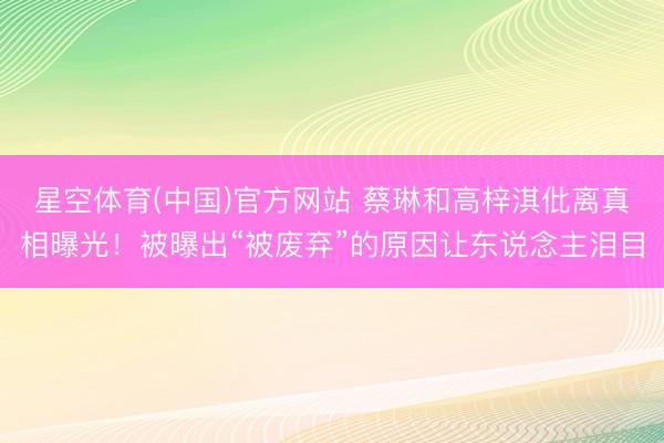 星空体育(中国)官方网站 蔡琳和高梓淇仳离真相曝光！被曝出“被废弃”的原因让东说念主泪目