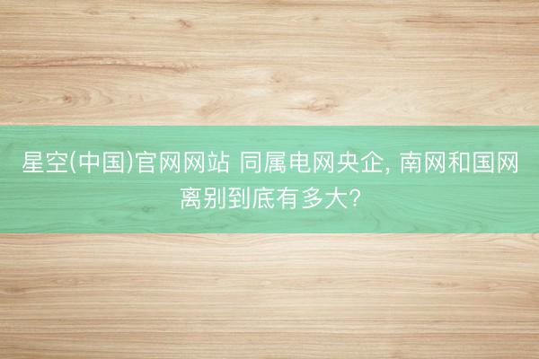 星空(中国)官网网站 同属电网央企, 南网和国网离别到底有多大?