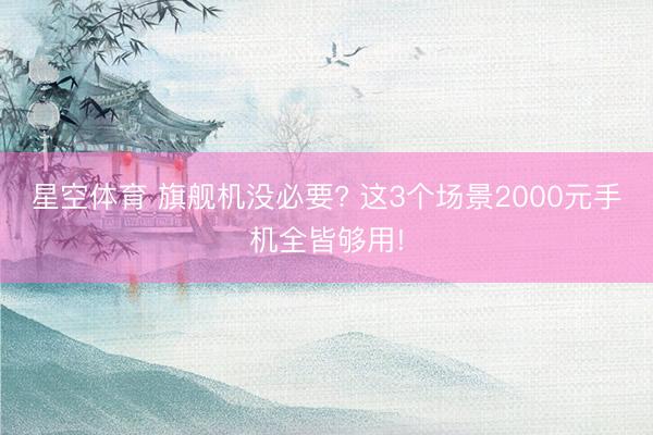 星空体育 旗舰机没必要? 这3个场景2000元手机全皆够用!