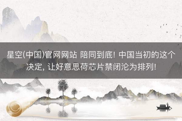 星空(中国)官网网站 陪同到底! 中国当初的这个决定， 让好意思荷芯片禁闭沦为排列!